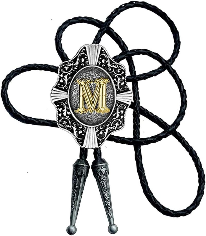 KECOL Western Letter Bolo Tie Cowboy Aalphabet A to Z Neckties Necklace for Men Women - Image 1